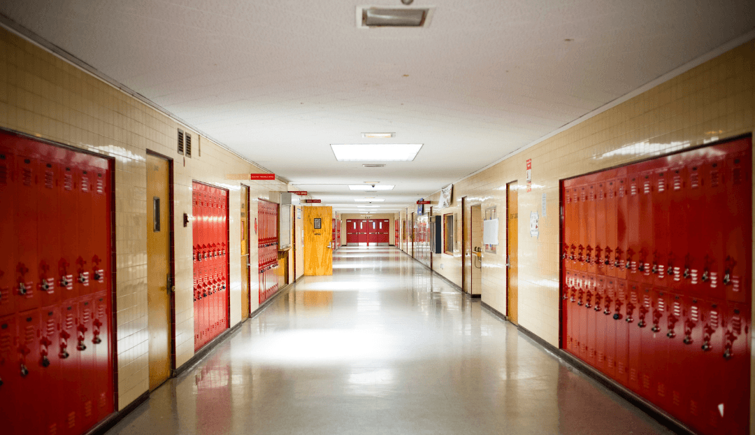 High school hallway with lockers